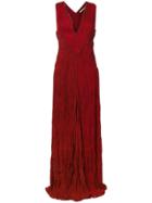 Roberto Cavalli Pleated Gown With Embroidery - Red