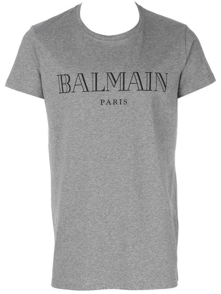 Balmain - Logo Stamp T-shirt - Men - Cotton - M, Grey, Cotton