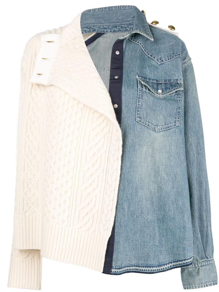 Sacai Mix Fabric Jacket - Blue