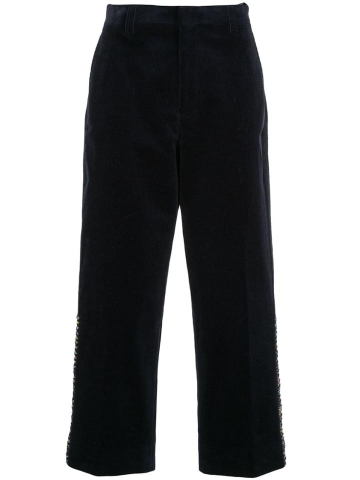 Coohem Tweed Side Panel Cropped Trousers - Blue