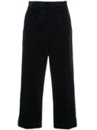 Coohem Tweed Side Panel Cropped Trousers - Blue