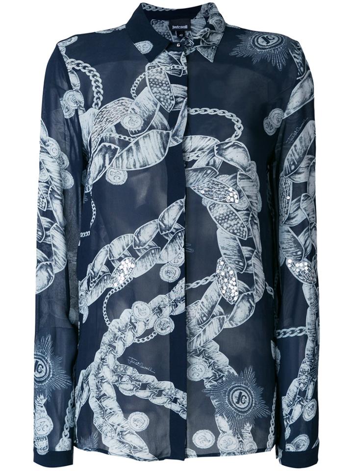 Just Cavalli Chain Print Shirt - Blue