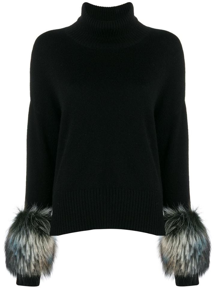 Izaak Azanei Fur Detailed Sweater - Black
