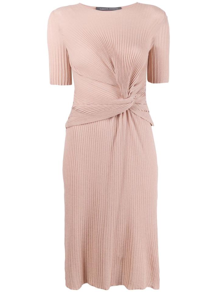 Alberta Ferretti Pleated Shift Dress - Pink