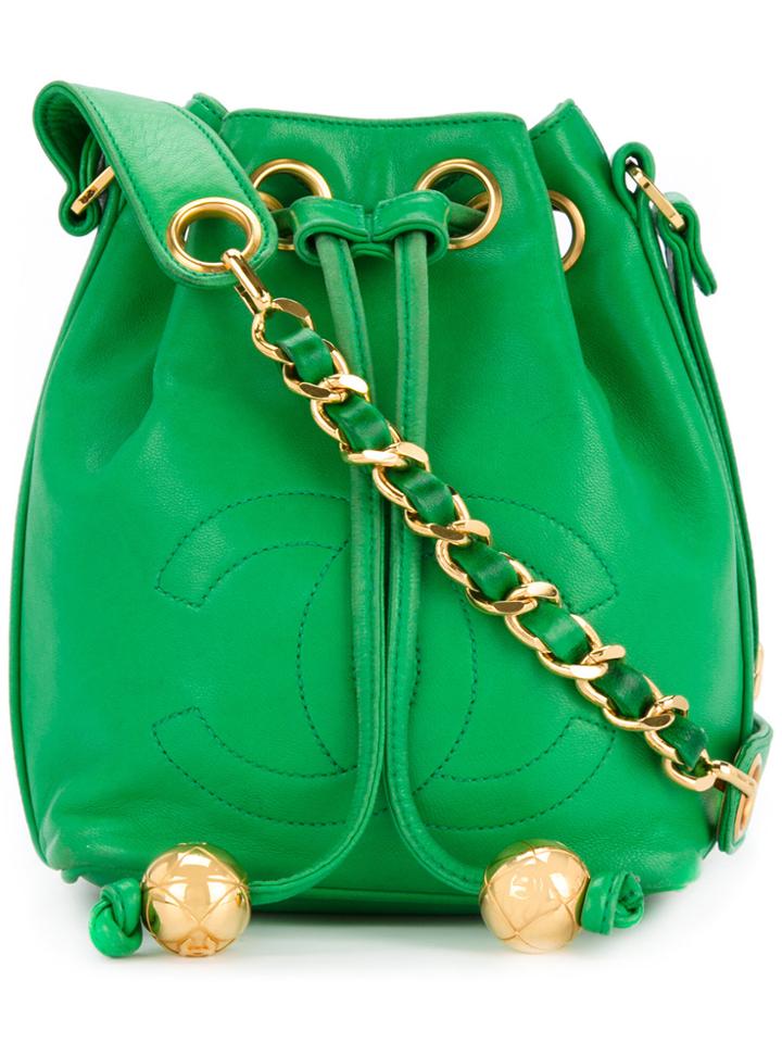 Chanel Vintage Bucket Chain Shoulder Bag - Green