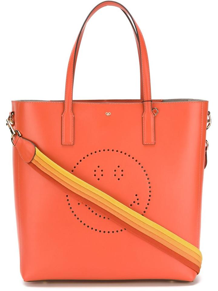 Anya Hindmarch 'smiley Featherweight Ebury' Tote, Women's, Yellow/orange