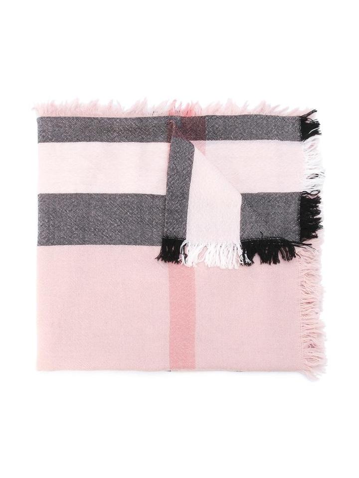 Burberry Kids Frayed Edge Scarf, Girl's, Pink/purple