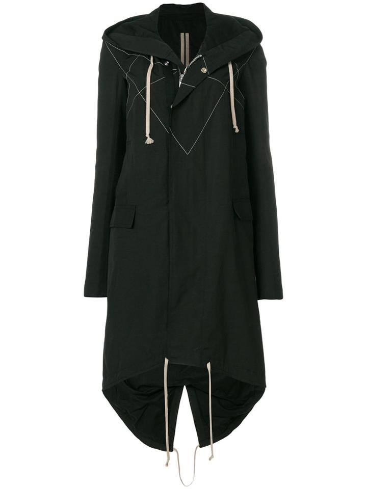 Rick Owens Drkshdw Asymmetric Hooded Coat - Black