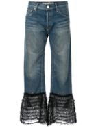 Tu Es Mon Trésor Flared Tulle Panel Jeans - Blue