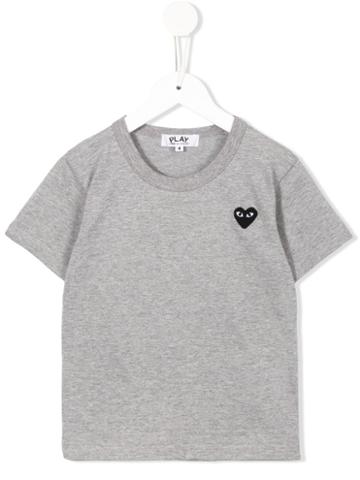 Comme Des Garçons Play Kids Embroidered Logo T-shirt, Toddler Boy's, Size: 4 Yrs, Grey