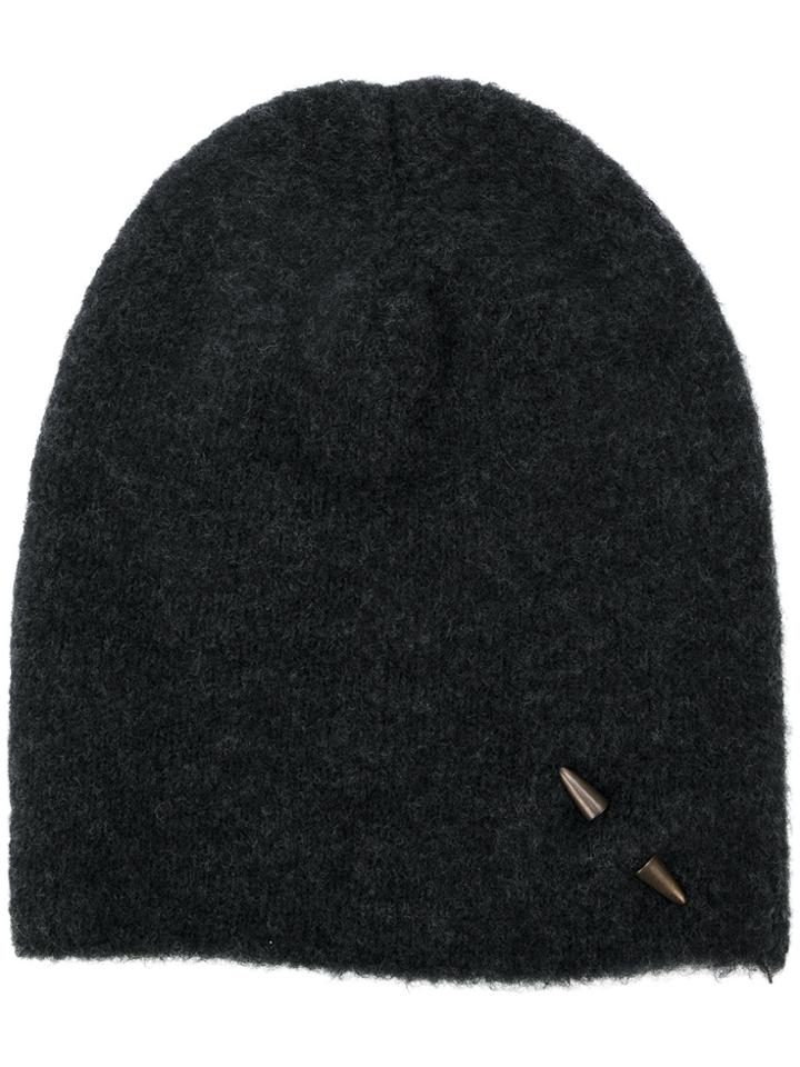 Isabel Benenato Embellished Beanie Hat - Black