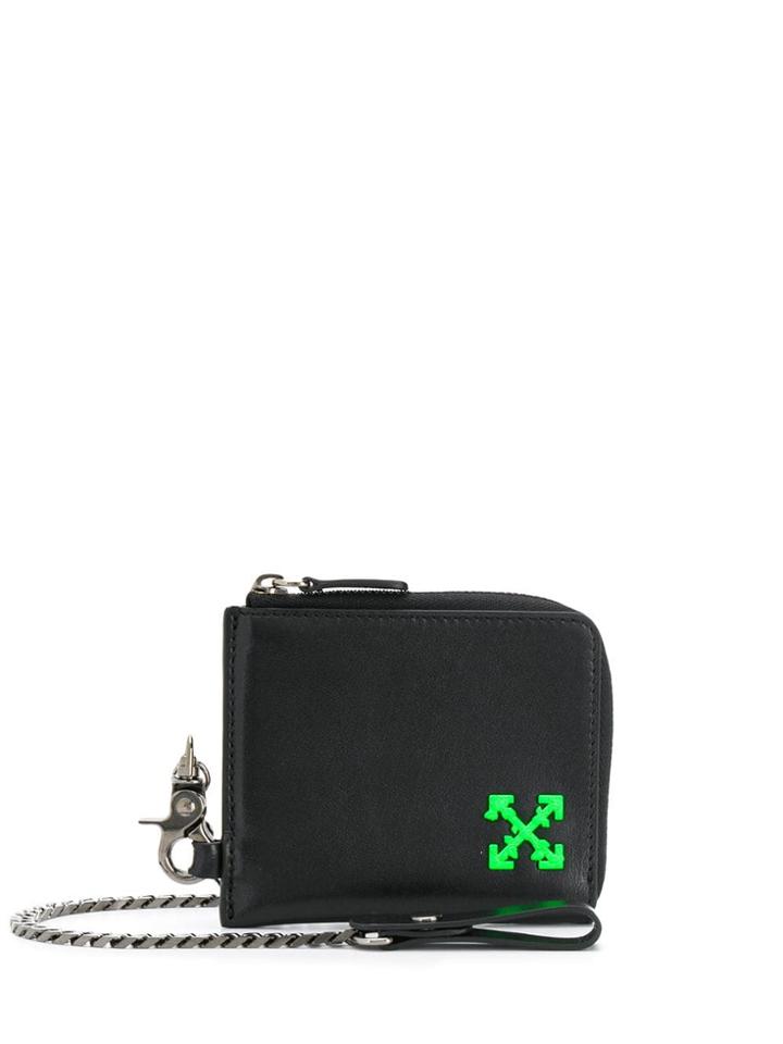 Off-white Contrasting Logo Zip Wallet - Black
