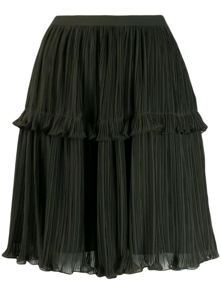 Kenzo Ruffle Trim Pleated Skirt - Green