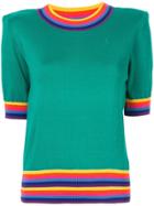 Yves Saint Laurent Vintage Rainbow Rib Knitted Top - Green
