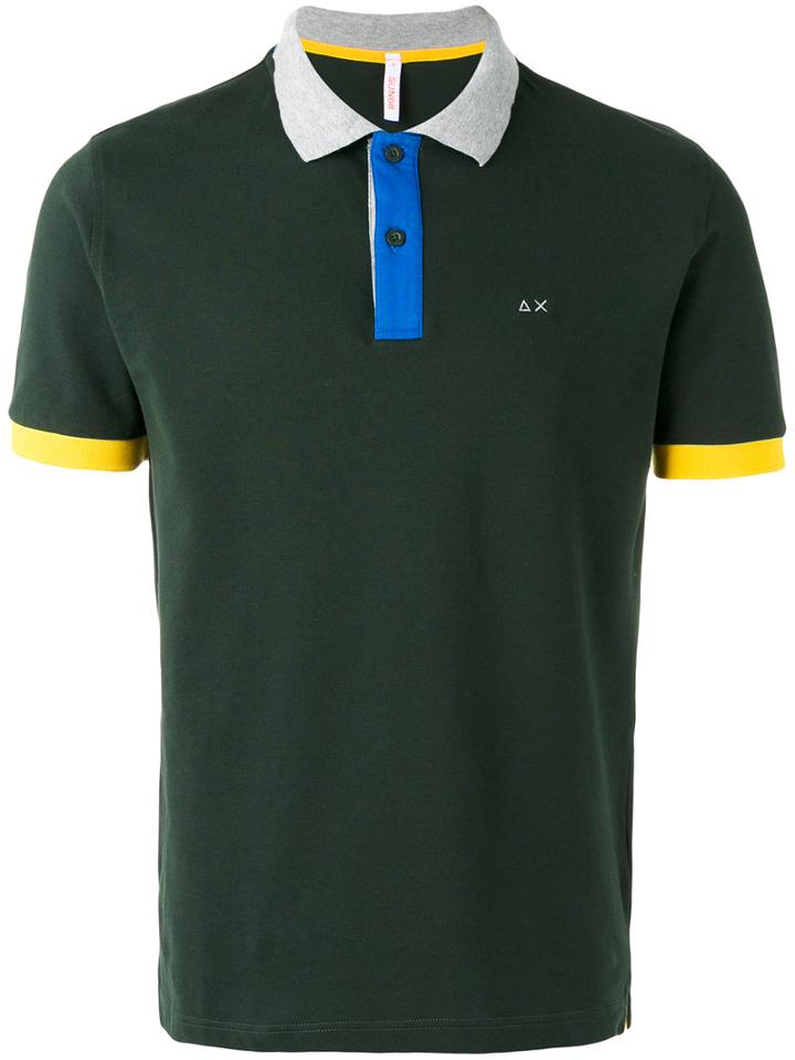 Sun 68 Contrast Polo Shirt, Men's, Size: Xl, Green, Cotton/spandex/elastane