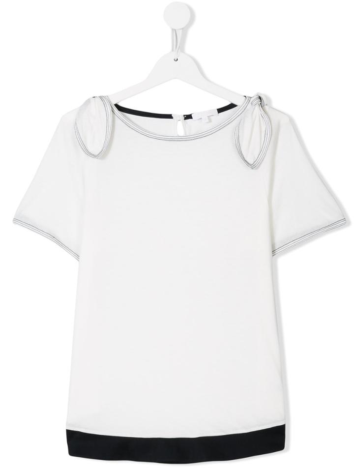 Chloé Kids Embellished Bow Top - White
