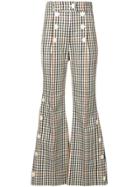 A.w.a.k.e. Gingham Check Flared Trousers - Neutrals