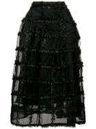 Simone Rocha Textured Check Midi Skirt - Black