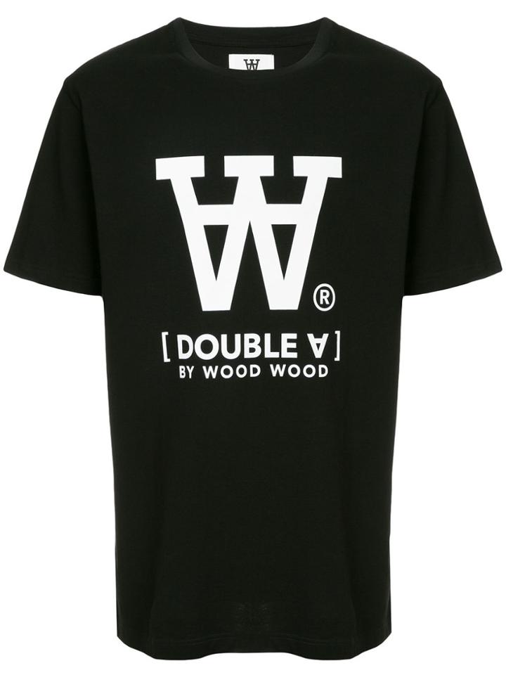Wood Wood Logo Crewneck T-shirt - Black