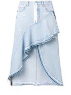Off-white Asymmetrical Denim Skirt - Blue