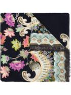 Etro Floral Print Scarf, Women's, Black, Cotton/cashmere