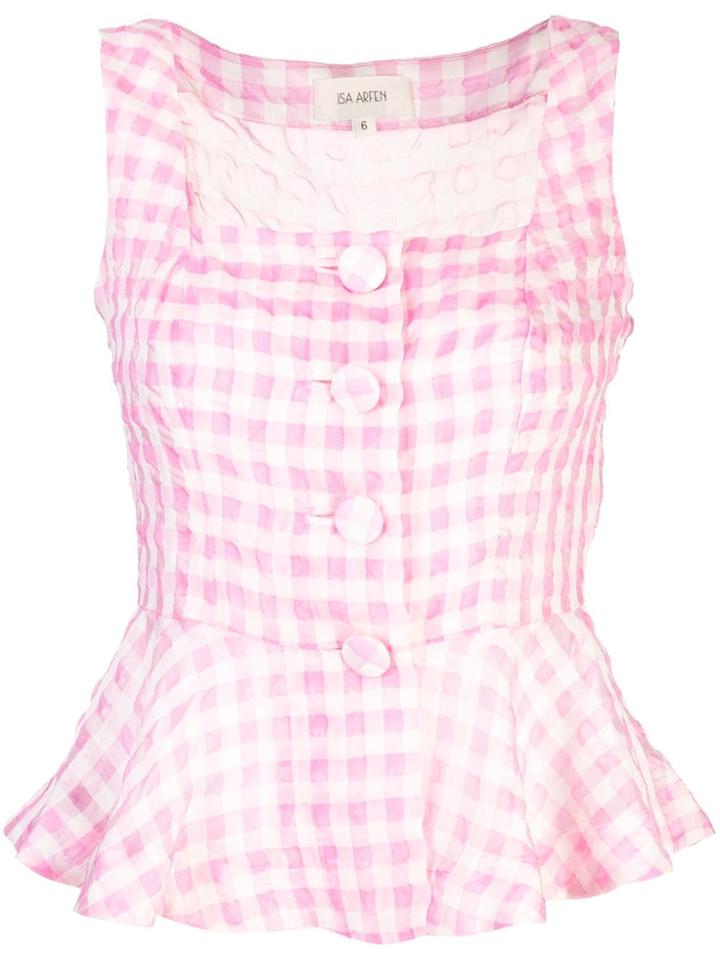 Isa Arfen Sleeveless Checked Blouse - Pink