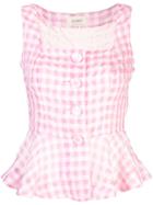 Isa Arfen Sleeveless Checked Blouse - Pink
