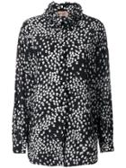 No21 Frilled Neck Patterned Shirt - Black