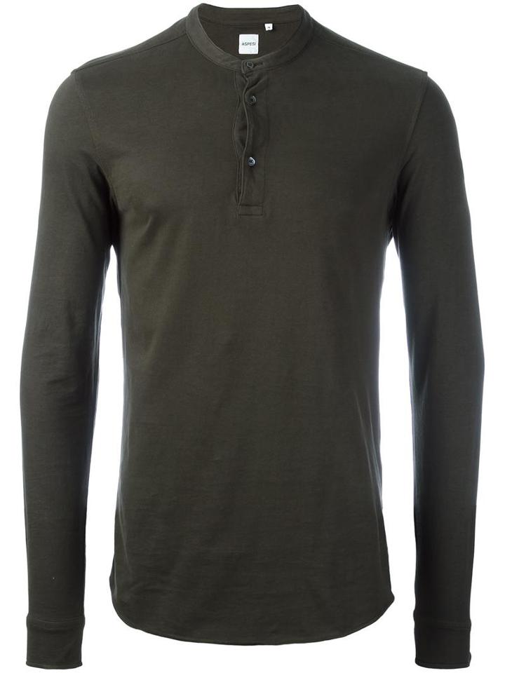 Aspesi Henley Sweater, Men's, Size: Small, Green, Cotton