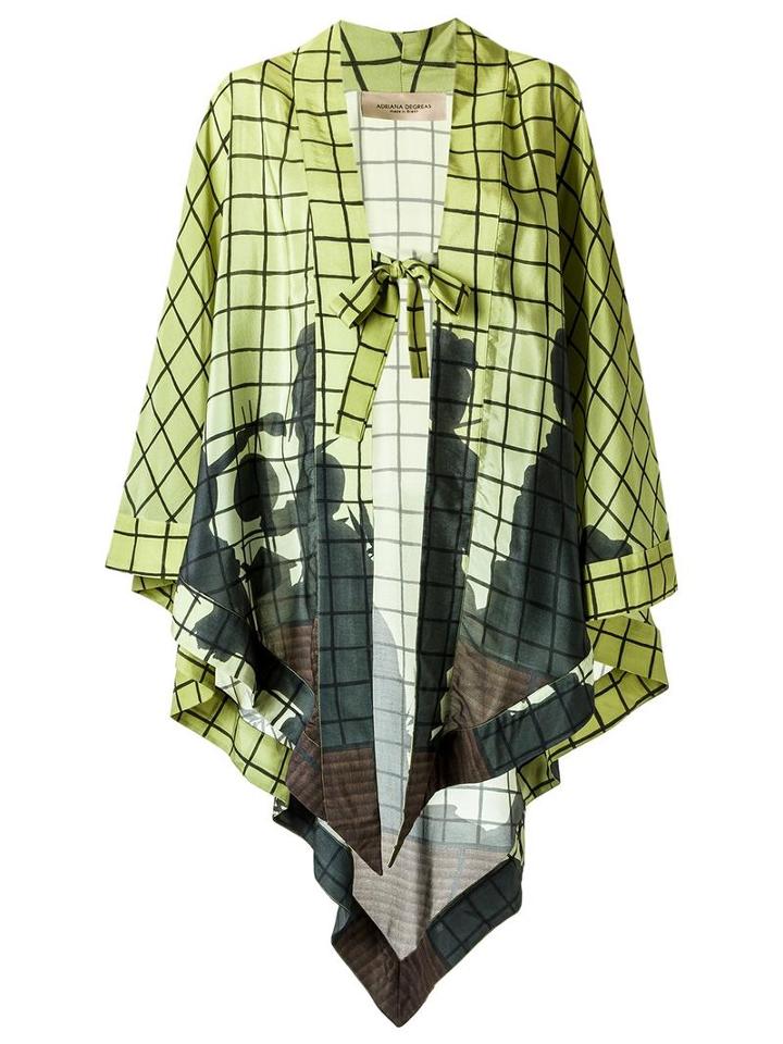 Adriana Degreas Plaid Kaftan, Women's, Green, Silk