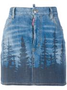 Dsquared2 Forest Print Mini Denim Skirt - Blue