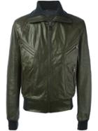 Dolce & Gabbana Leather Jacket, Men's, Size: 50, Green, Lamb Skin/polyamide/polyester/virgin Wool