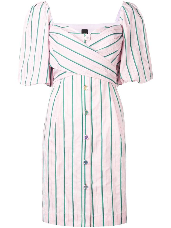 Pinko Puff Sleeve Striped Dress