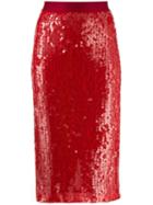 Luisa Cerano Sequined Pencil Skirt - Red