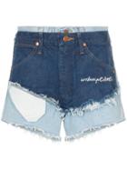 Natasha Zinko High Waist Double Layered Denim Shorts - Blue