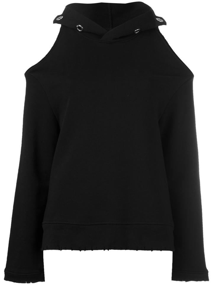 Rta - Cold-shoulder Hoodie - Women - Cotton - M, Women's, Black, Cotton
