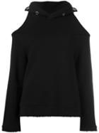 Rta - Cold-shoulder Hoodie - Women - Cotton - M, Women's, Black, Cotton