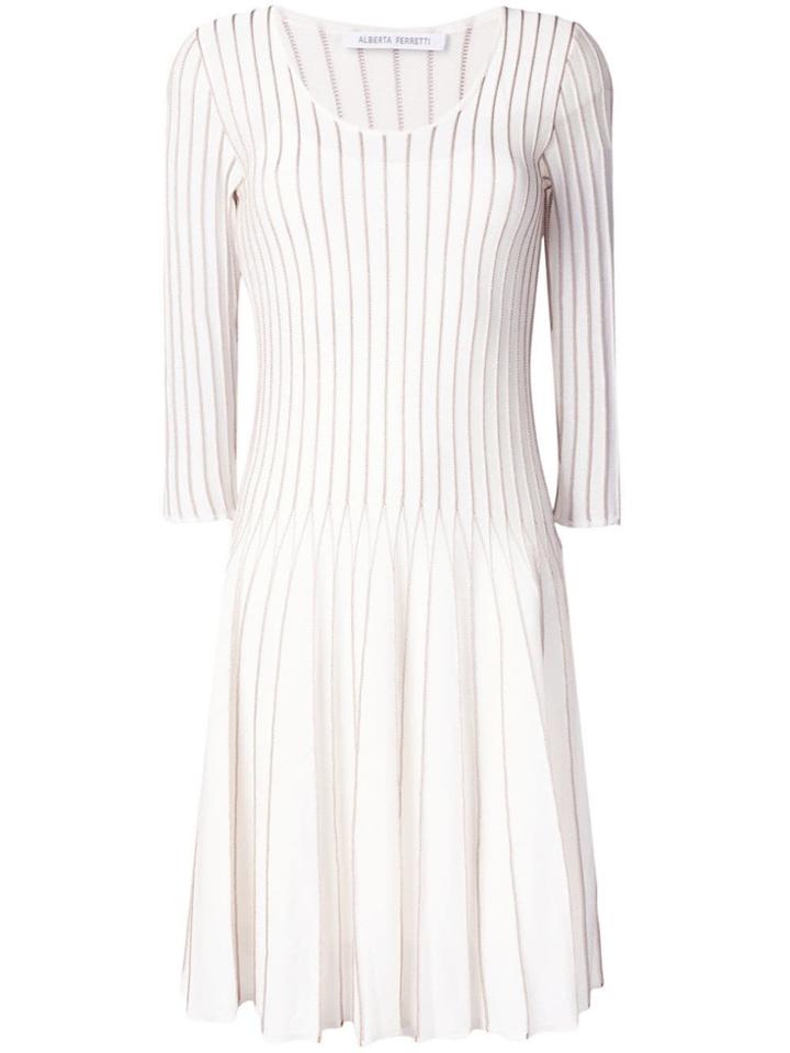 Alberta Ferretti Flared Embroidered Dress - White