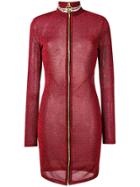 Gcds Lurex Zip Fitted Dress - Red