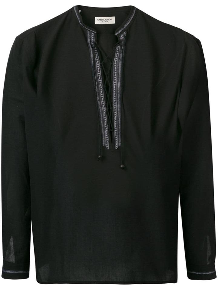 Saint Laurent Lace-up Collar Tunic - Black
