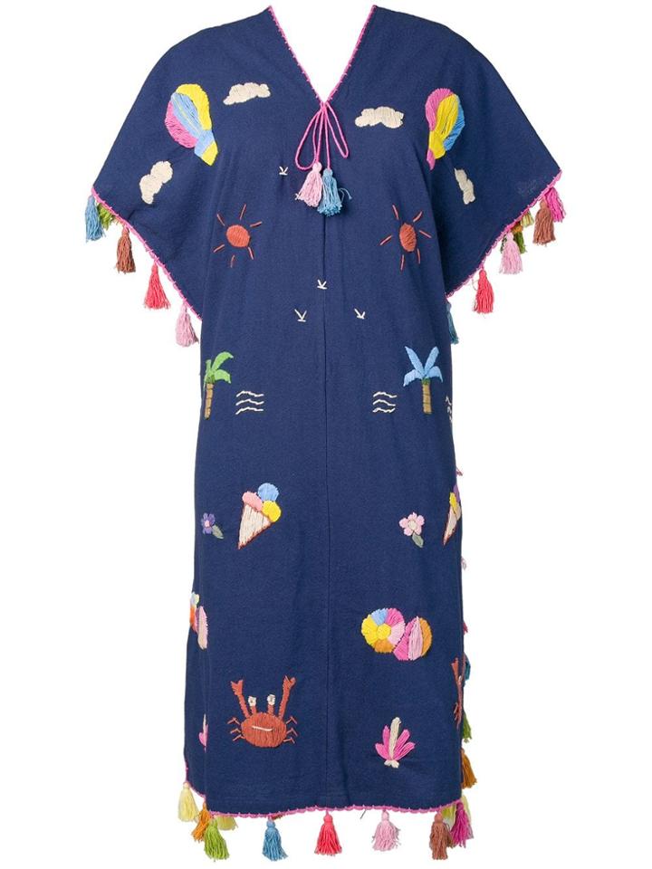 Dolci Follie Ice Cream Embroidered Kaftan - Blue