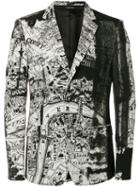 Alexander Mcqueen - London Map Blazer - Men - Wool/mohair/polyamide/silk - 46, Black, Wool/mohair/polyamide/silk