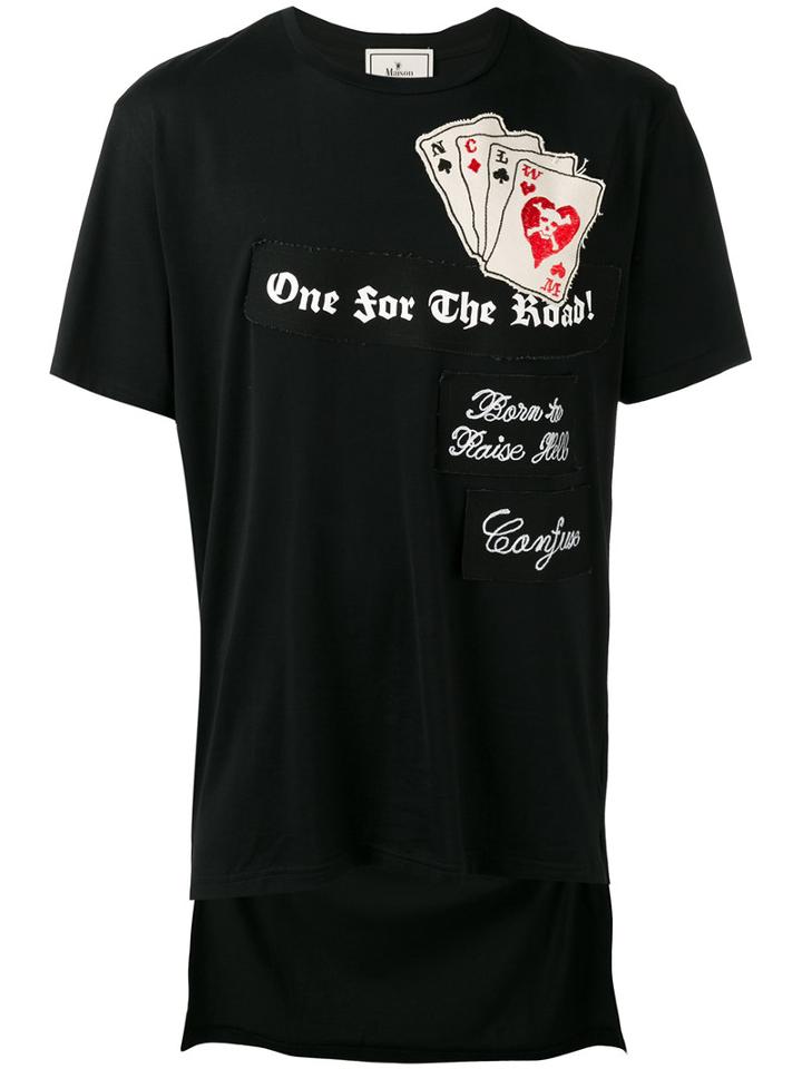 Maison Mihara Yasuhiro Card Embroidery Slogan Print T-shirt, Men's, Size: 46, Black, Cotton