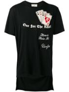 Maison Mihara Yasuhiro Card Embroidery Slogan Print T-shirt, Men's, Size: 46, Black, Cotton