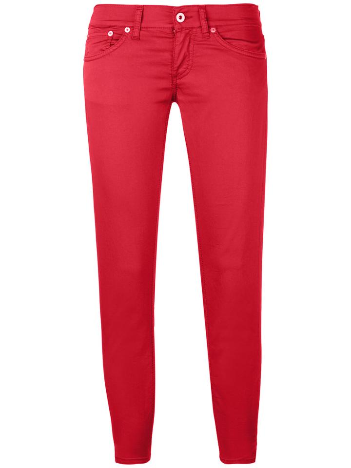 Dondup - Cropped Trousers - Women - Cotton/spandex/elastane - 28, Red, Cotton/spandex/elastane
