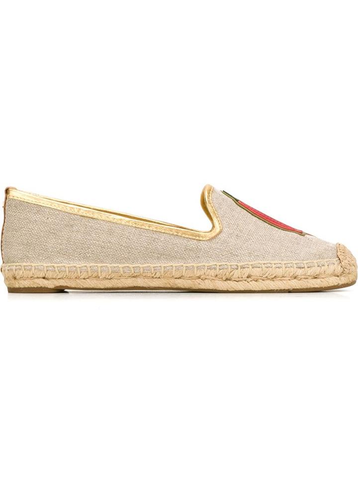 Tory Burch Gold Embellished Espadrilles