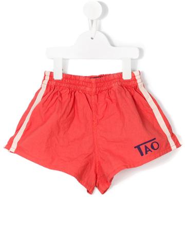 The Animal Observatory Striped Side Shorts, Size: 8 Yrs, Red