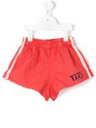 The Animal Observatory Striped Side Shorts, Size: 8 Yrs, Red