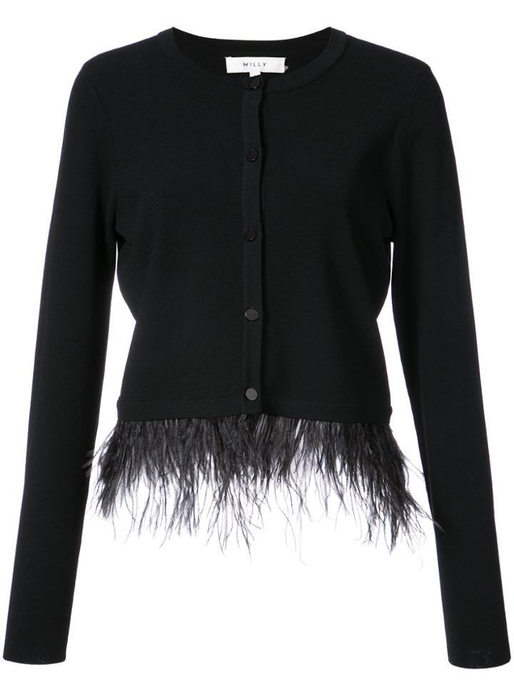 Milly Fringed Hem Cardigan - Black