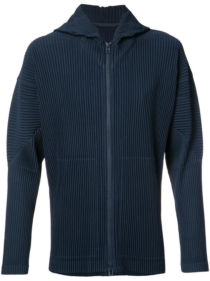 Homme Plissé Issey Miyake - Pleated Zip Hoodie - Men - Polyester - 2, Blue, Polyester